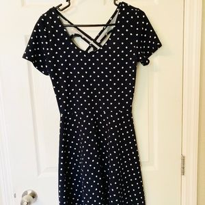 Navy Blue vintage polka dot dress